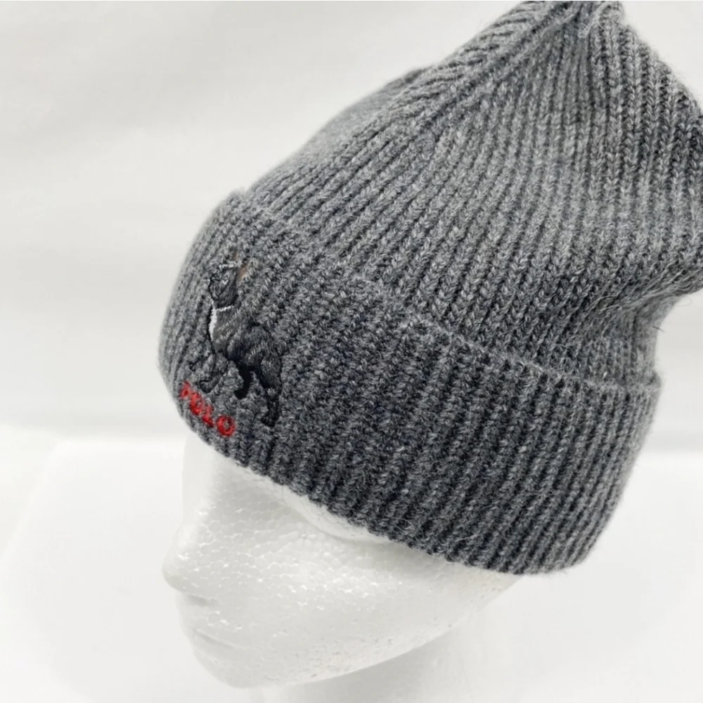 Polo Ralph Lauren Collectable Grey French Bulldog Dog Wool Beanie Hat NWOT